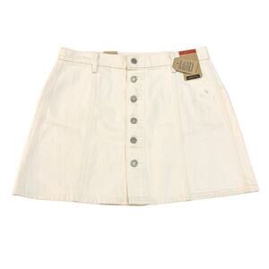 Levi's Button Down A Line Denim Skirt Cream Beige Size 32 NWT